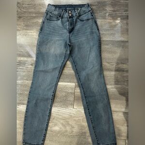 High-Waisted Blue Skinny Jeans